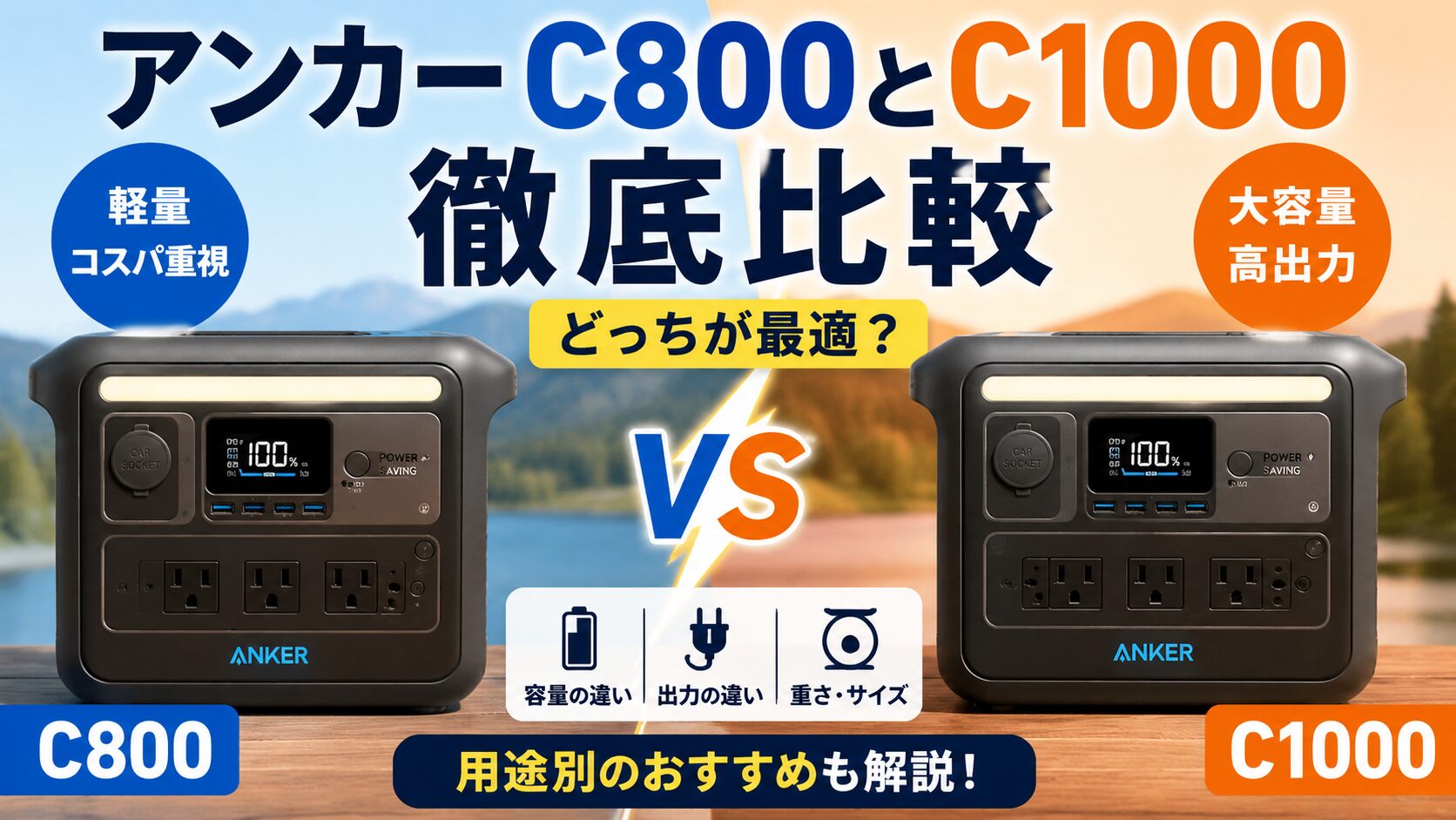 アンカー C800とC1000比較！防災・車中泊・キャンプで選ぶならどっち？