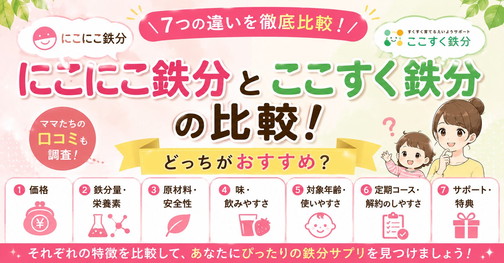 【7つの違い】にこにこ鉄分とここすく鉄分の比較！どっちがおすすめ