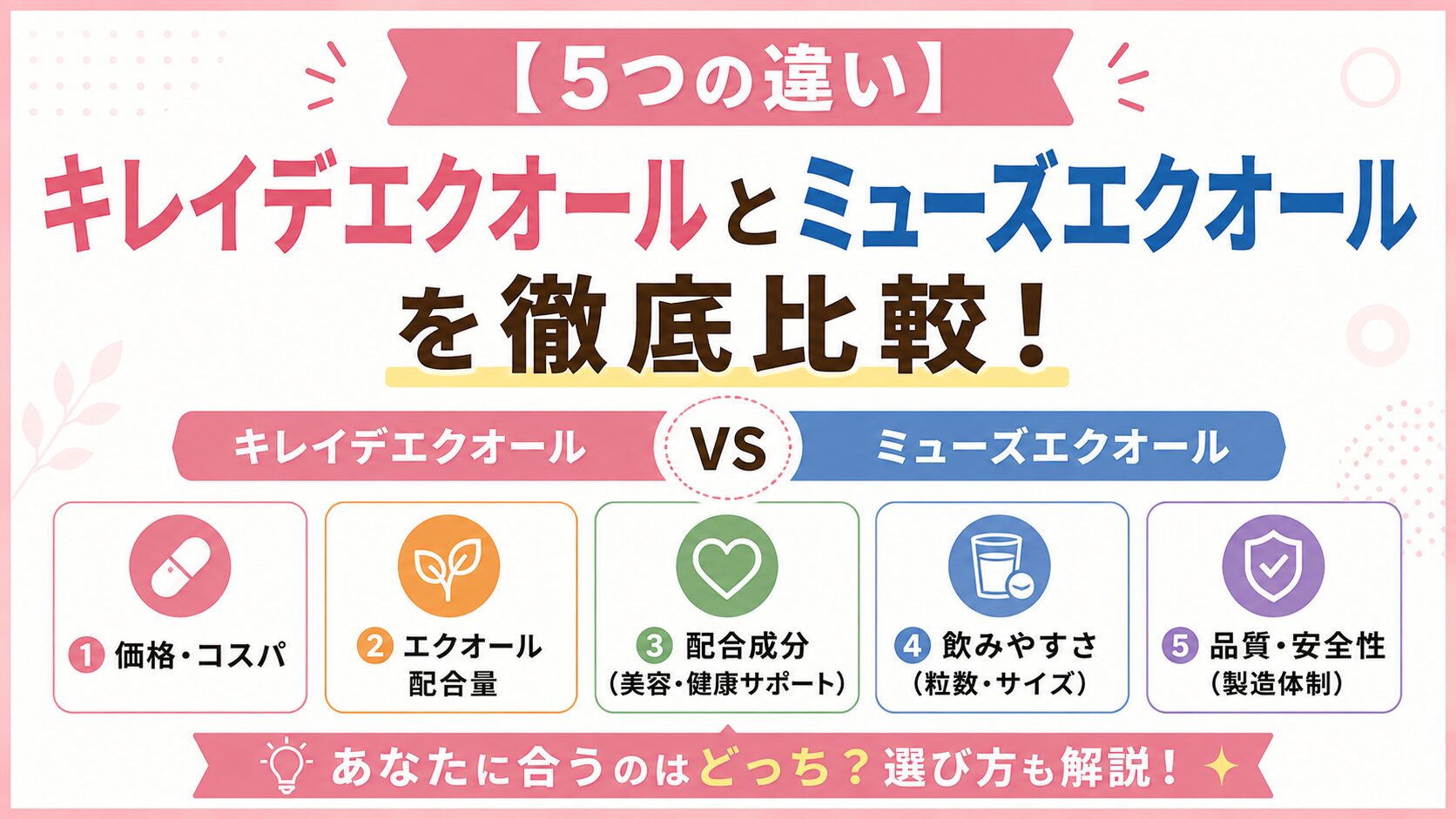 【5つの違い】キレイデエクオールとミューズエクオールを比較